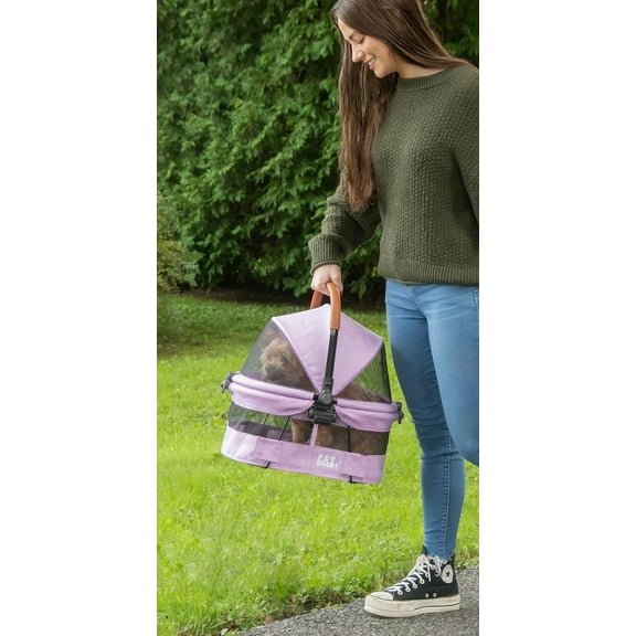 No-Zip View 360 Ultra Lite Pet Safety Carrier & Car Seat for Small Dogs & Cats Push Button Entry, 15"