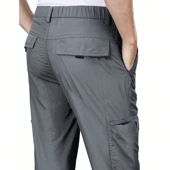 (No belt)Unisex Everyday Leisure Pants Relaxed Silhouette Multi-Pocket Casual Trousers for All Adults