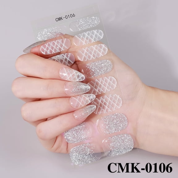 No-cure gel nail stickers waterproof flash diamond hot stamping nail stickers onion powder no cure gel nail-CMK-0106