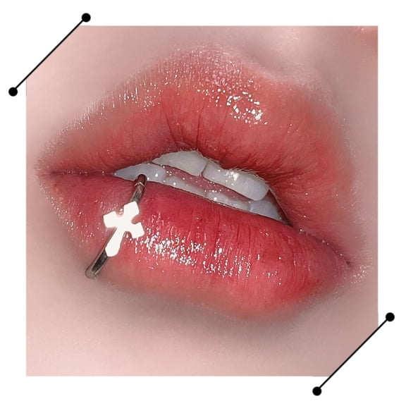 No hole fake lip ring no hole lip nail titanium steel lip clip nightclub disco lip ring fashion personality fake lip nail cross