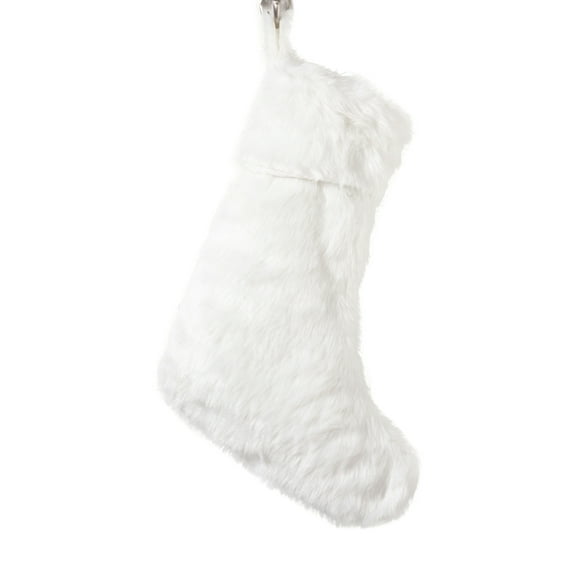 Noël Blanc Faux Fur Design White Holiday Christmas Stocking (13"x19" Stocking)