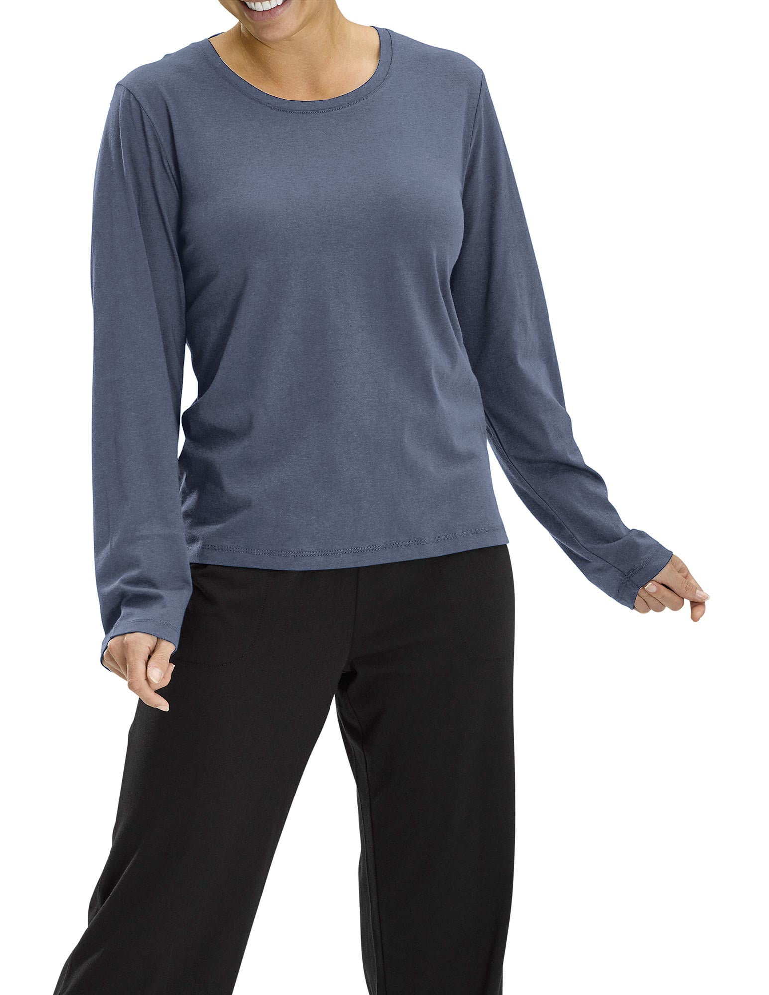 No nonsense Serene Sleep Long Sleeve Tee, Women's, Supremely Soft, Pajamas, Vintage Indigo