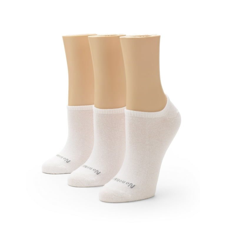 No nonsense Women's Ahh said the foot Sport No Show Sock 3 Pair Pack Pique  Welt White One Size 