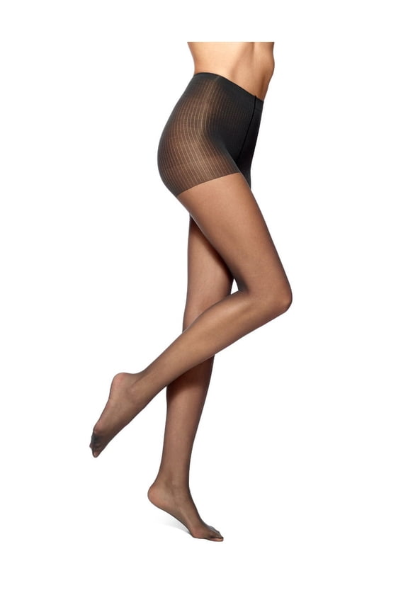 Women's Control Top Reinforced Toe Pantyhose Off Black Plus 2