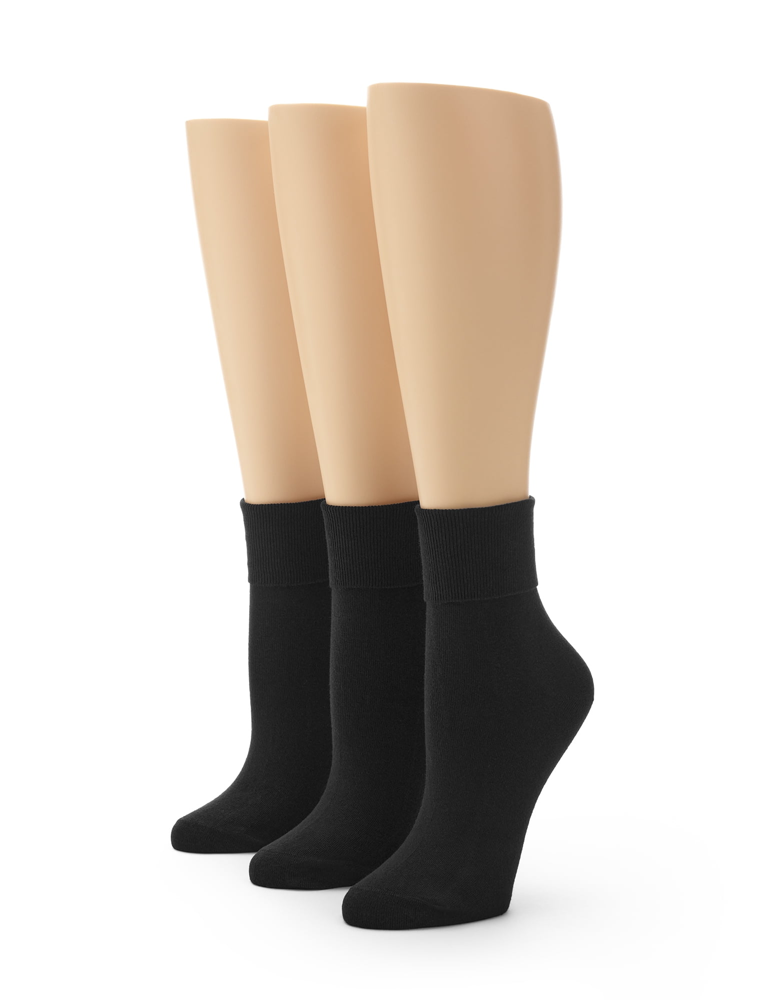 No nonsense Women's Cotton Basic Cuff Sock 3 Pair Pack, One Size