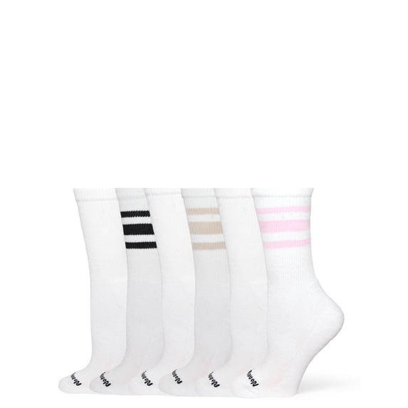 No nonsense Women's Cushioned Crew Sock 6 Pair Pack, Neutral, One Size