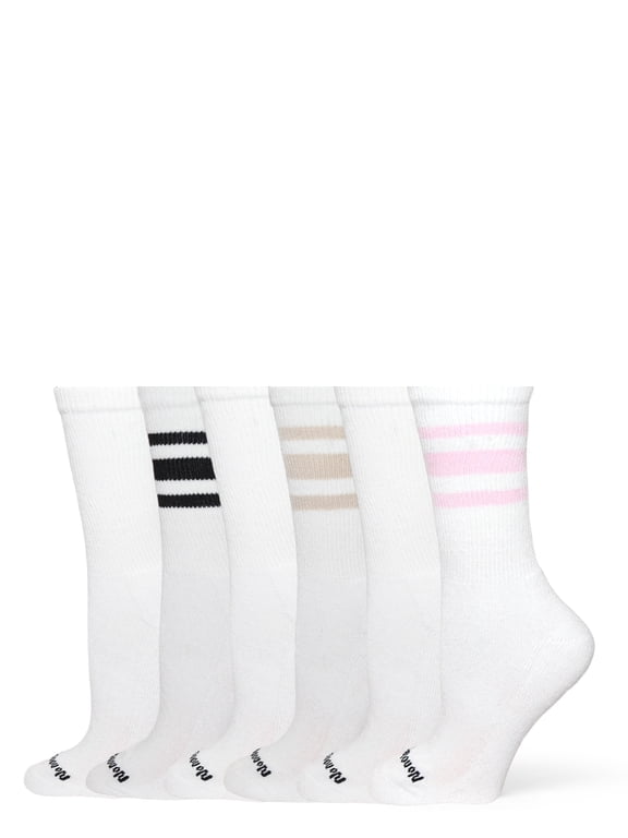 Women's Cushioned Crew Sock 6 Pair Pack, Neutral, One Size