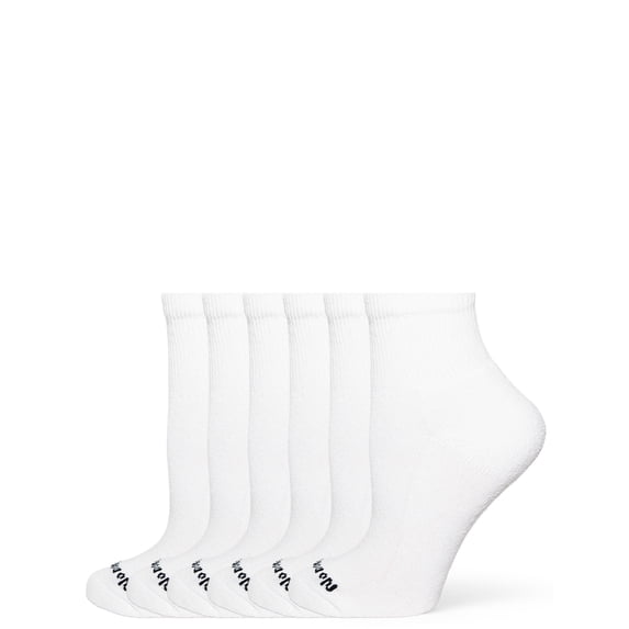 No nonsense Women's Cushioned Quarter Top 6 Pair Pack, White One Size