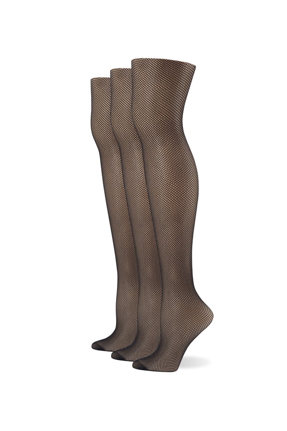 Women's Fishnet Openwork Tight 3 Pair Pack, Black, Small-Medium