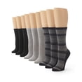 thumbnail image 1 of No nonsense Women's Flat Knit Crew Sock 9 Pair Pack, Black Stripe, Black, Grey Heather - 9 Pair Pack, One Size, 1 of 3