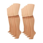 No nonsense Women's Sheer Knee Highs with Comfort Top 8 Pair Pack, Tan, One Size