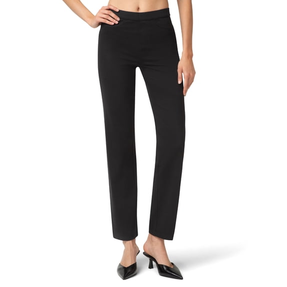 No nonsense Women's Knit Denim Straight Leg Legging Pull-On Pants, Black, Medium