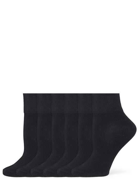 Women's Shortie Body Sock 6 Pair Pack, Black, One Size