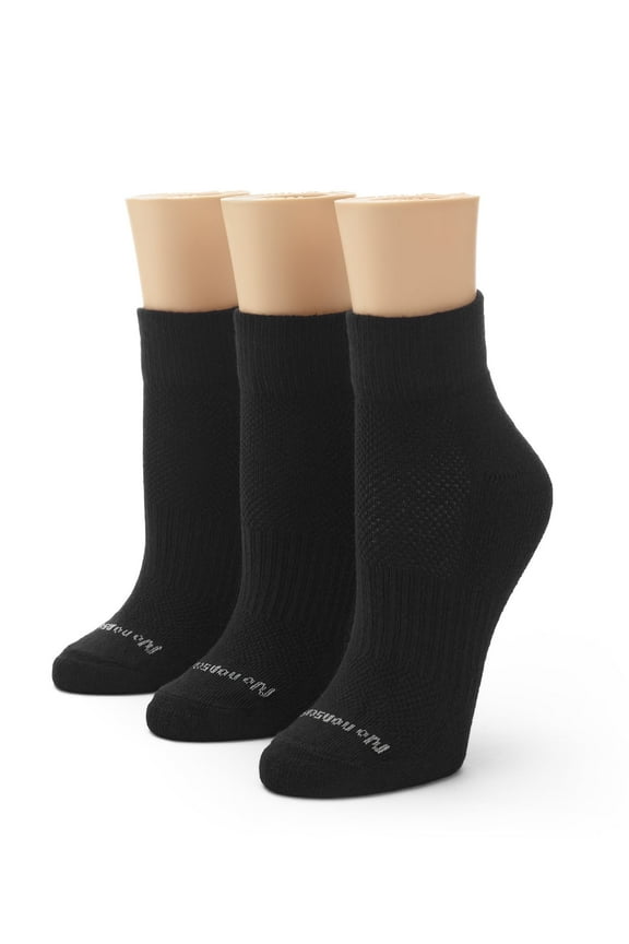 Women's Soft & Breathable Cushioned Ankle Socks 3 Pair Pack, Black, One Size