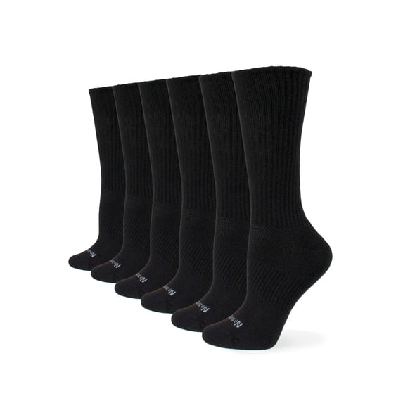 No nonsense Women's Soft & Breathable Cushioned Crew Sock 6 Pair Pack, Black, One Size
