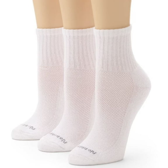 No nonsense Women's Soft & Breathable Cushioned Mini Crew Socks 3 Pair Pack, White, One Size