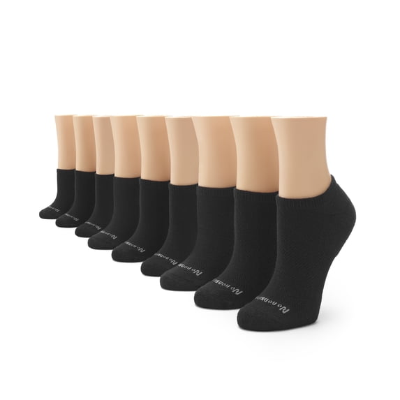 No nonsense Women's Soft & Breathable Cushioned No Show Liner with Ventilation 9 Pair Pack, Black - 9 Pair Pack, 9-12