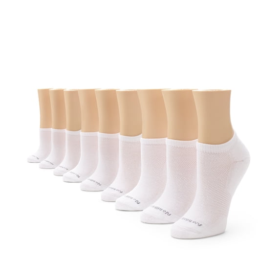 No nonsense Women's Soft & Breathable Cushioned No Show Liner with Ventilation 9 Pair Pack, White - 9 Pair Pack, 4-10