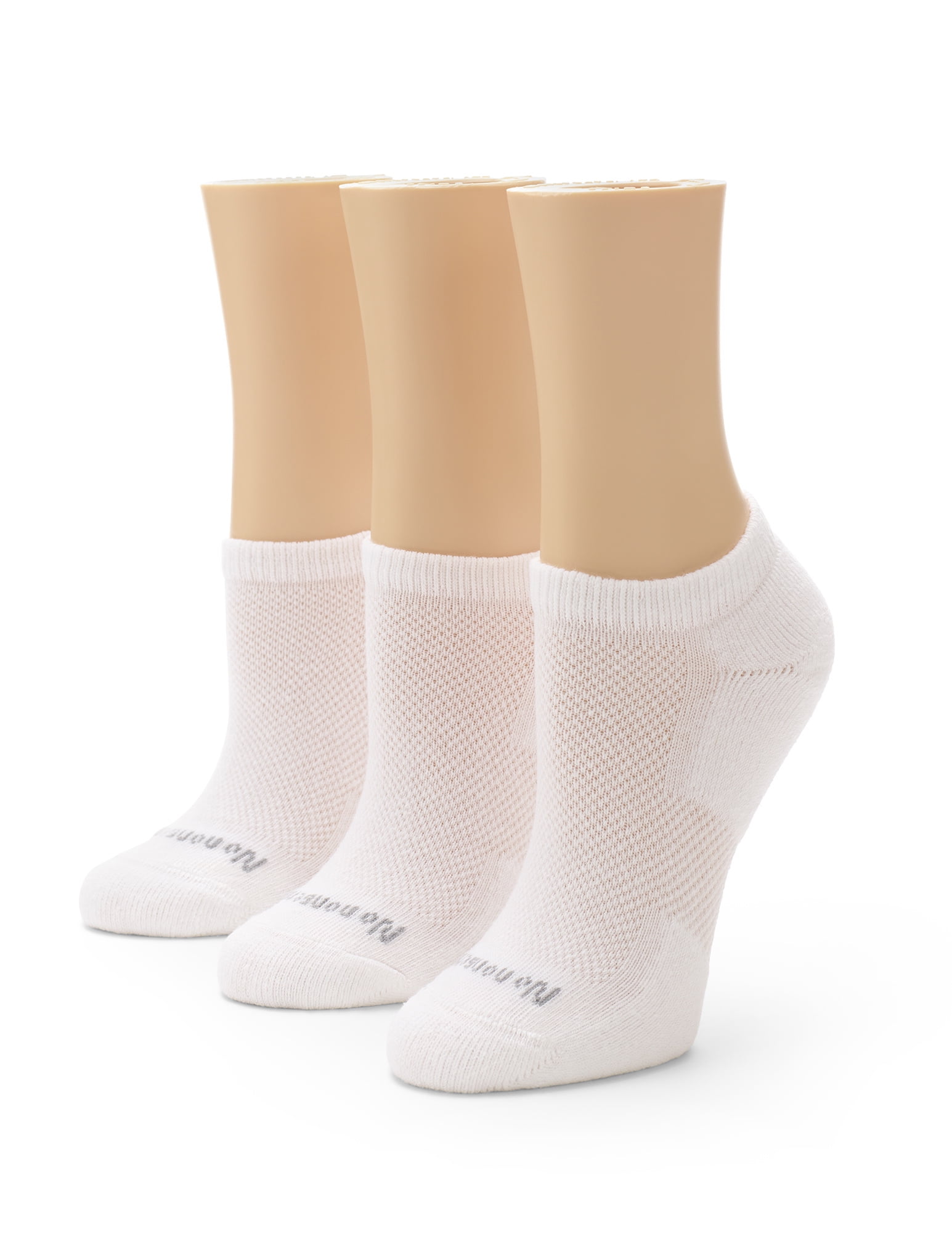 No nonsense Women's Soft & Breathable Cushioned No Show Socks 3 Pair Pack  White One Size