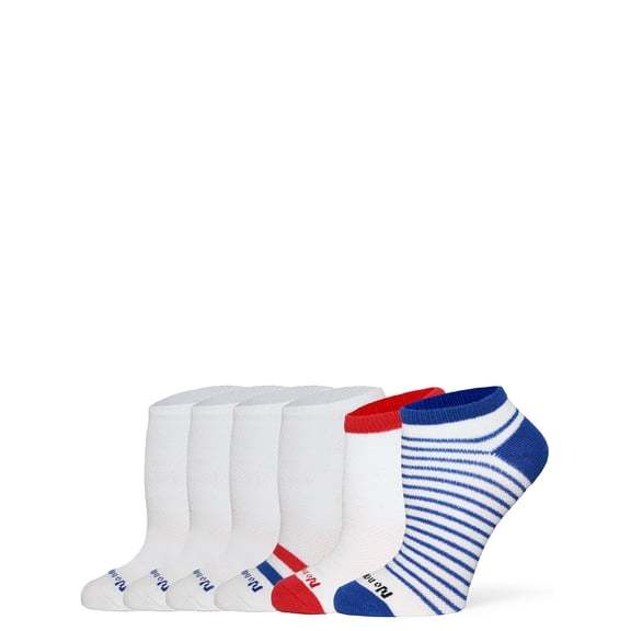 No nonsense Women's Soft & Breathable Uncushioned No Show Sock 6 Pair Pack, Nautical, One Size