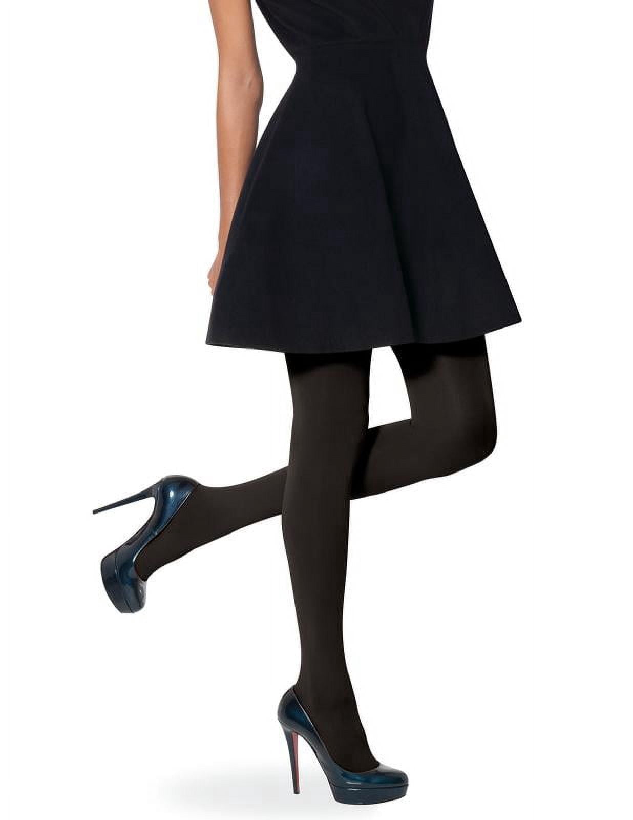 No nonsense Women's Super Opaque Control Top Tights, Black, Large