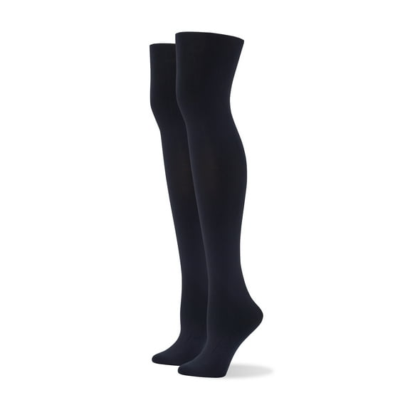No nonsense Women's Yoga Waistband Tights 2 Pair Pack, Black/Black, Small-Medium