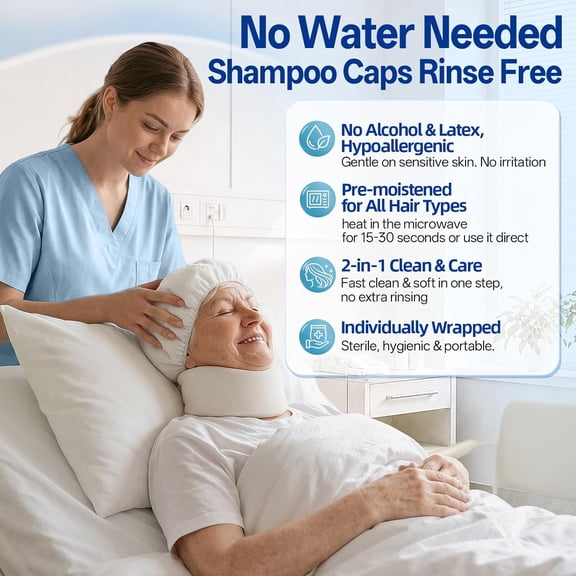 No rinse shampoo cap, suitable for hospital, camping, and home use, portable and no wash design