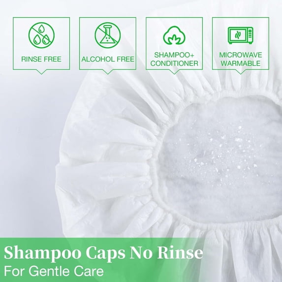 No-rinse waterless shampoo shower caps, 12-pack, suitable for the elderly, women, hospitals, camping