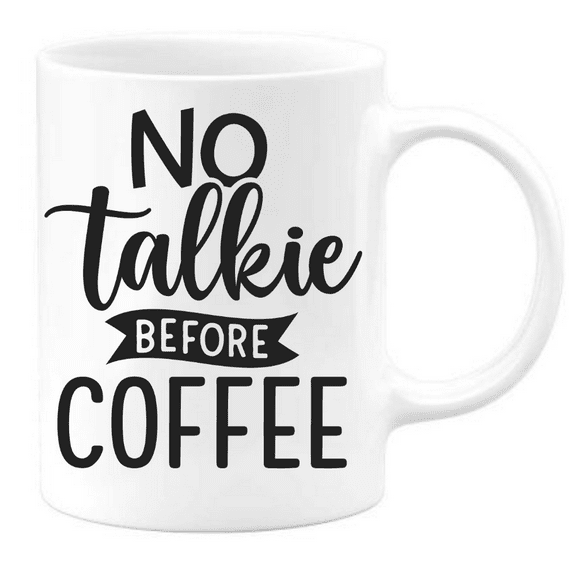 No talkie before coffee Grubby Garb 11 fl. oz. Novelty Ceramic Coffee Mug. Funny Coffee Mug