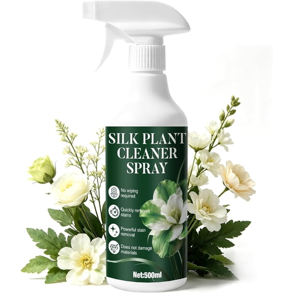 No-wipe silk plant cleaner spray, artificial flower and plant leaf cleaner and shine, no water needed, quick dry, long-lasting clean faux plants, 500 milliliters