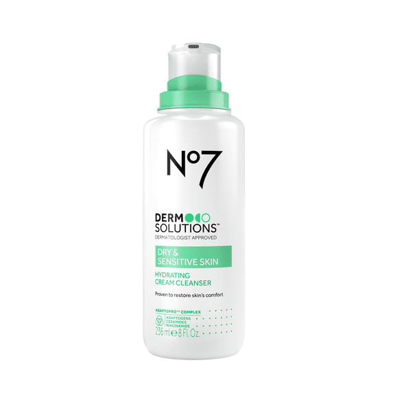 No7 Derm Solutions Hydrating Cream Facial Cleanser, for Normal to Dry & Sensitive Skin, 8oz