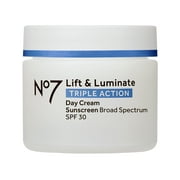 No7 Lift & Luminate Triple Action Day Cream SPF 30 Moisturizer with Peptides & Vitamin C, 1.69 fl oz