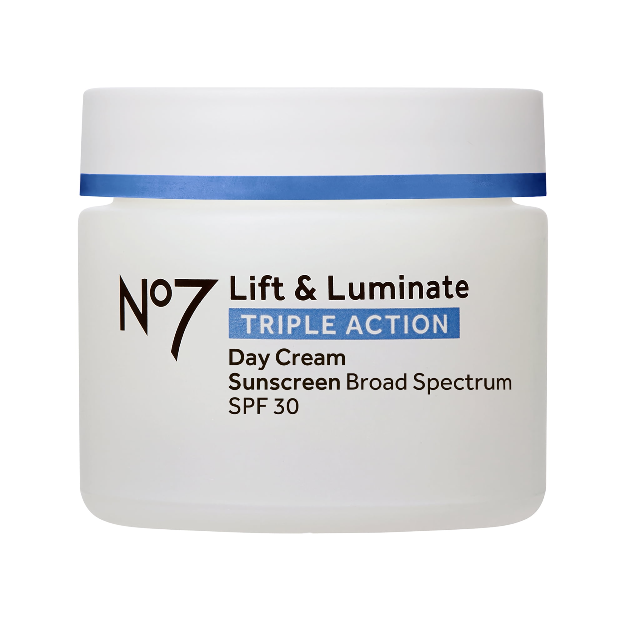 No7 Lift & Luminate Triple Action Day Cream SPF 30 Moisturizer with Peptides & Vitamin C, All Skin Types, 1.69 fl oz