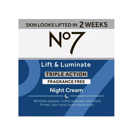 No7 Lift & Luminate Triple Action Fragrance Free Night Cream - 1.69 fl oz