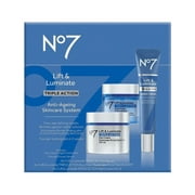 No7 Lift & Luminate Triple Action Skincare System with Day Cream, Night Cream & Face Serum, 3 Pack