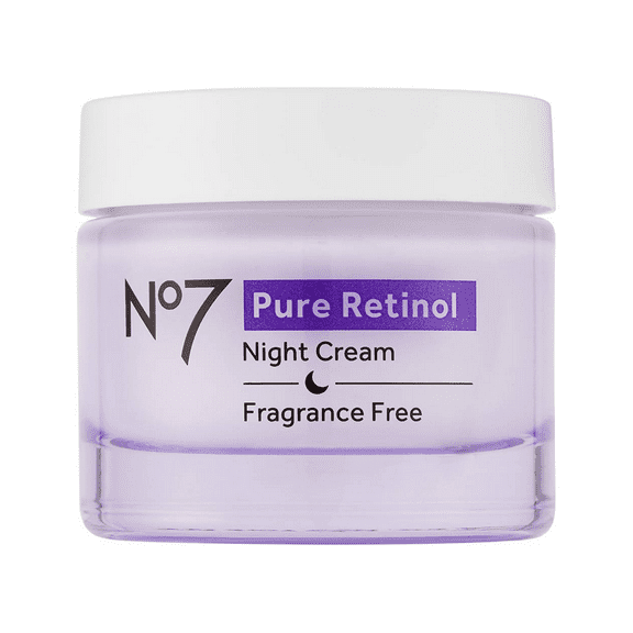 No7 Pure Retinol Night Repair Cream with Collagen Peptides and Bisabolol, All Skin Types, 1.69 oz