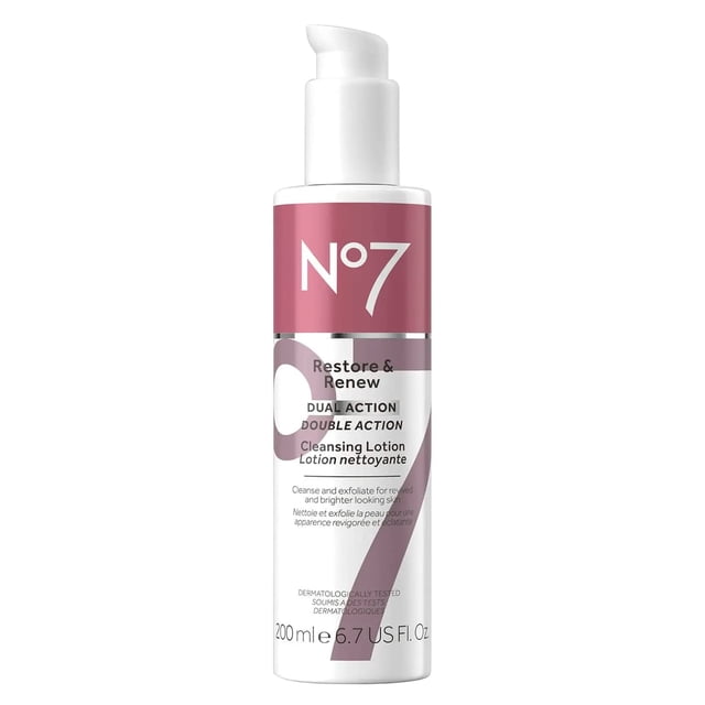 Alpha Dual No7 Restore & Renew Dual Action Facial Cleanser and Exfoliant with AHAs ...