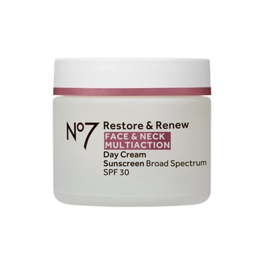 No7 Restore & Renew Face & Neck Multi Action Sunscreen Broad Spectrum SPF 30 Fragrance Free Day Cream 1.69 fl oz