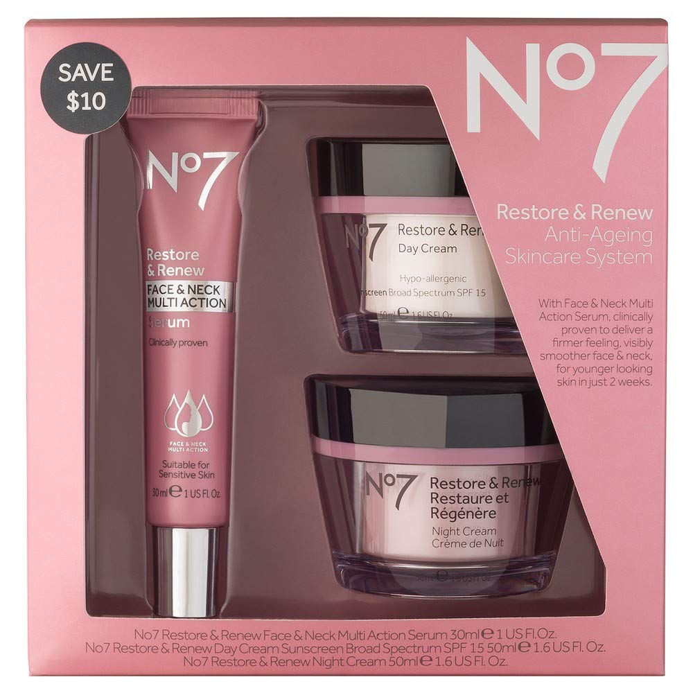No7 Restore & Renew Face & Neck Multi Action Skincare System - SPF 30 