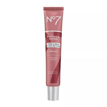 No7 Restore & Renew Multi Action Anti-Aging Face & Neck Serum with Peptides & Ceramides, 1.69 oz