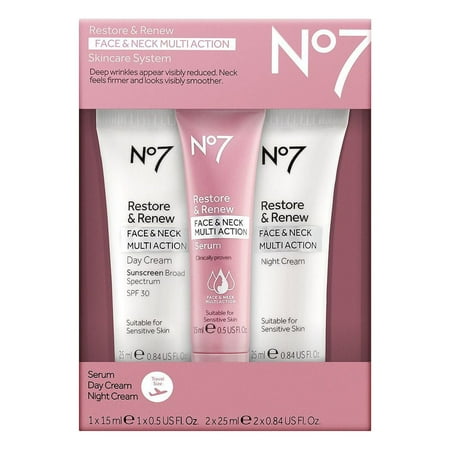 No7 Travel Size Restore & Renew Face & Neck Multi Action Skincare System