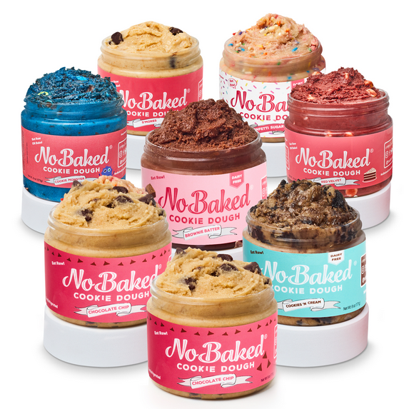 NoBaked Cookie Dough - Edible Assorted Flavors Cookie Dough Meant to be Eaten Raw with a Soft & Smooth Consistency and No Bitterness that's Great as a Delicious Sweet Snack or Dessert - 6 oz (8 Pack)