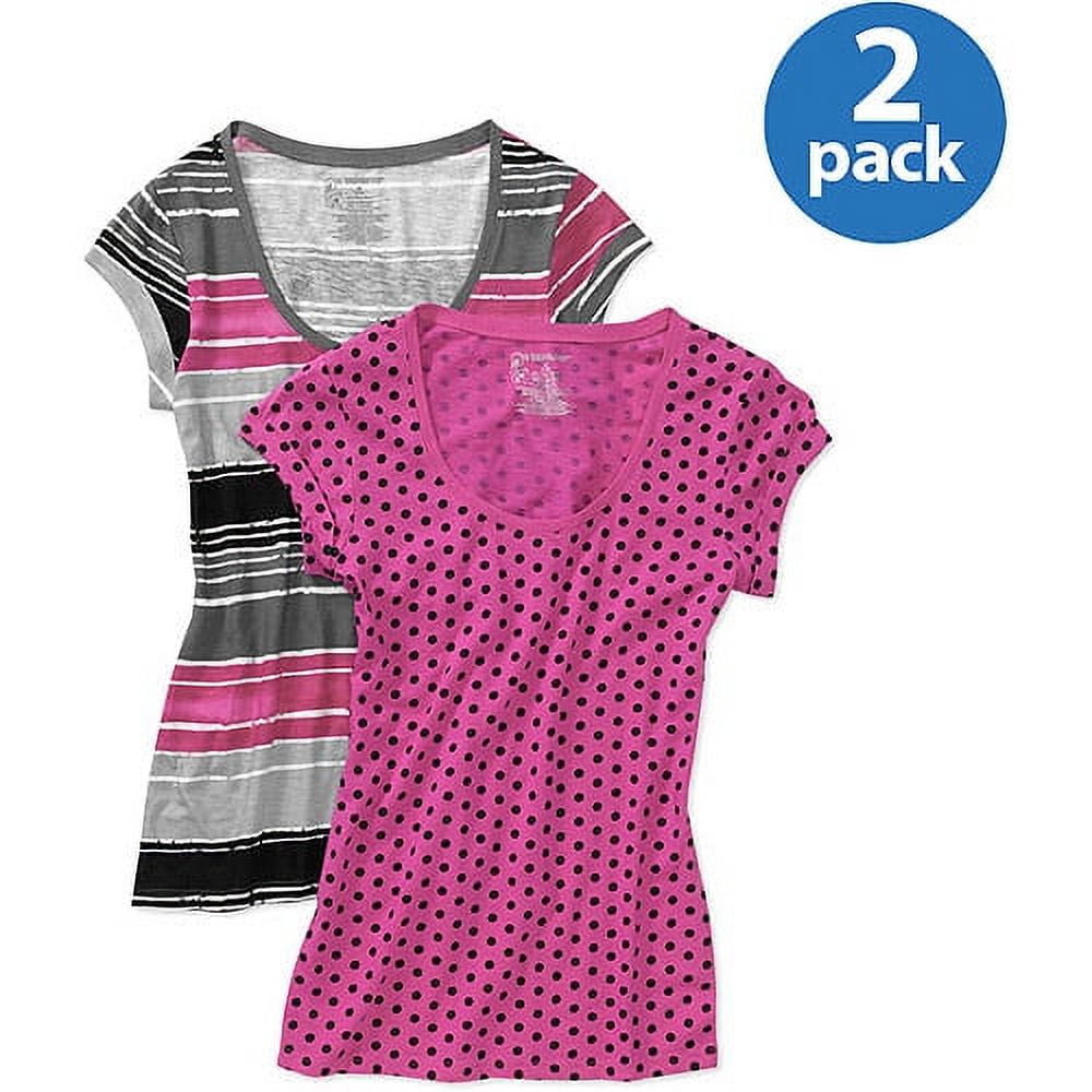 NoBoundaries Juniors Scoop Neck Slub Tees 2Pack