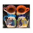thumbnail image 1 of NoBrand 4 Large Mexican Coffee Mugs Jarritos Mexicanos Flower Design Tazas De Barro Traditional Clay Made in Mexico, 1 of 1