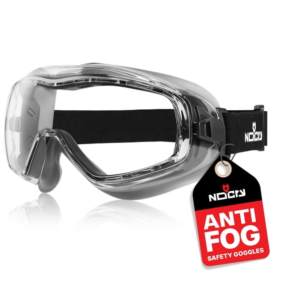 NoCry Anti Fog Safety Goggles for Men and Women with Premium Anti Scratch Coating - Vented Panoramic Lab Goggles; ANSI Z87 Certified, Eye Protection Goggles with Adjustable Headband