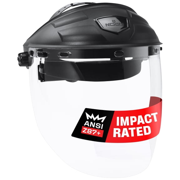 NoCry Premium Safety Face Shield for Grinding and Cutting Clear Anti-Fog, Impact Resistant Visor and Adjustable Headgear ANSI Z87.1 Certified for Industrial Use Washable Sweatbands Included
