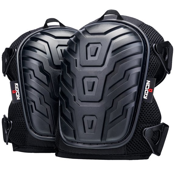 NoCry Professional Gel Knee Pads for Work with Soft Foam and Gel Cushion — Heavy Duty Cap, Reinforced Adjustable Straps, Military Grade Rivets and Built-in Hang Loops — Perfect for Construction