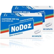 NoDoz Caffeine Pills 200mg Maximum Strength Energy Support 2-Pack 120 Caplets