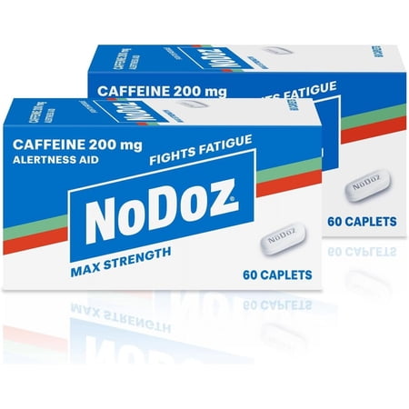 NoDoz (2Pk, 120Ct) Caffeine Pills 200mg Maximum Strength, Energy Support, 120 Caplets