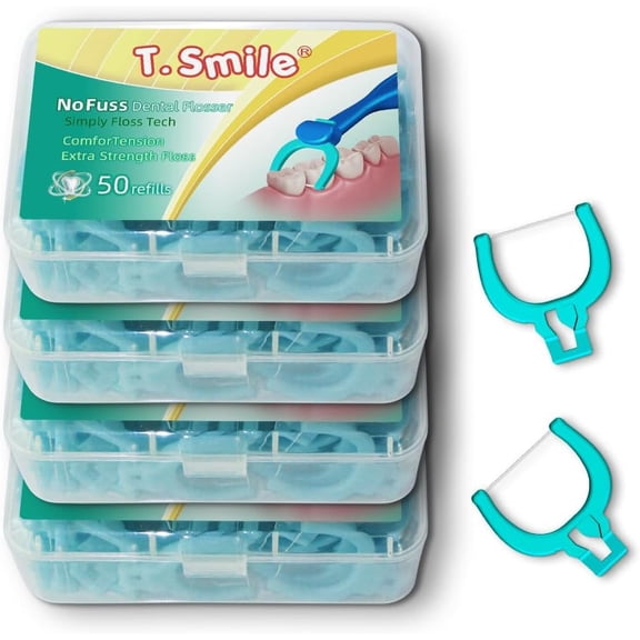 NoFuss Dental Flosser Refill Heads, Extra Strength Floss for Comfortable Clean, Fluoride Free, (200 Extra-Strength Floss Refills, Handle Not Included)